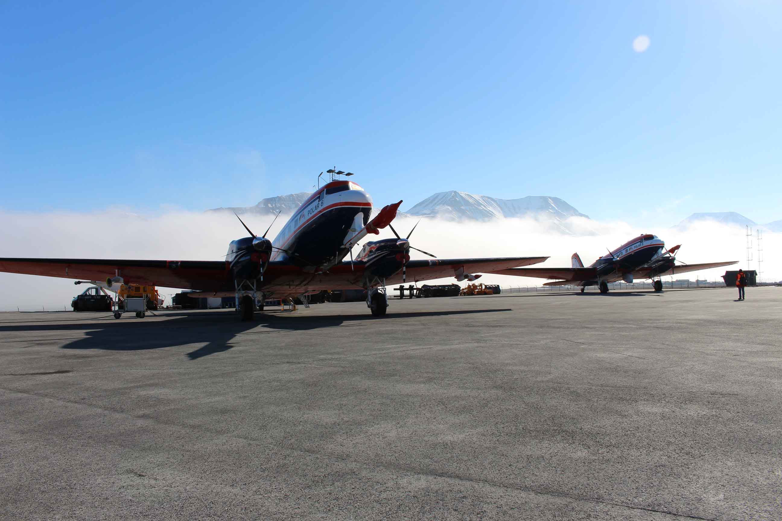 Polar 6 & 5 aircraft at Longyearbyen airport during ACLOUD.