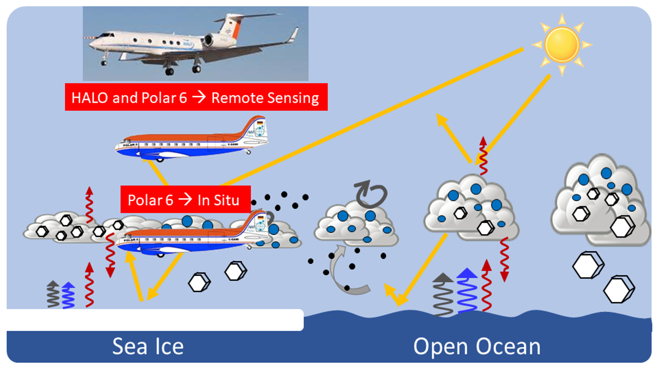 Sketch_Halo_ac3 Scheme of collocation of DLR-HALO with AWI-Polar 5 and Polar 6 aircraft, as planned for HALO-(AC)³.